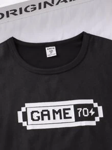 Boys Battery Capacity & Letter Graphic PJ Set - Black - View 6