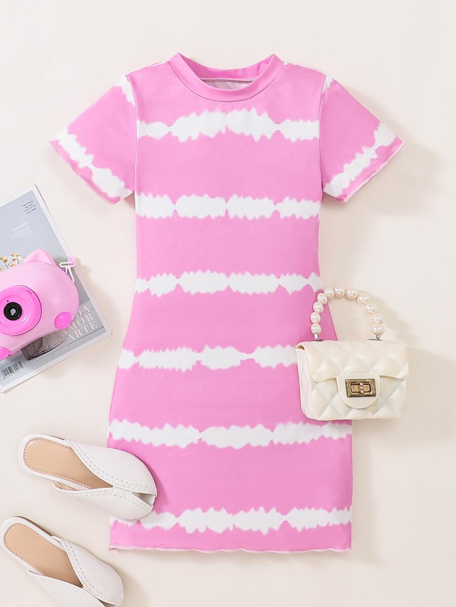 SHEIN Toddler Girls Colourblock Dress - Lilac Purple - View 1