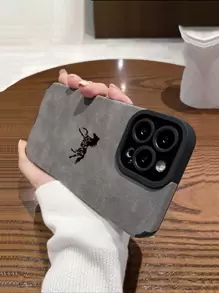 Apple Horse Pattern Phone Case Compatible With IPhone 11,IPhone 13,Galaxy S23 Ultra Waterproof Shockproof Anti-Fall Scratch Resistant - Grey - View 2