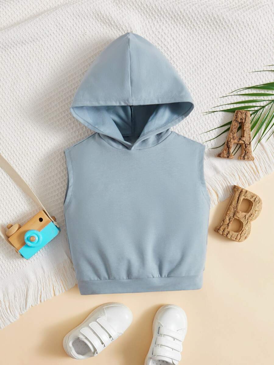 SHEIN Baby Boy Solid Hoodie - Dusty Blue - View 1