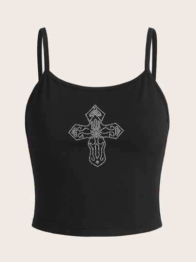 Graphic Rhinestone Cami Top