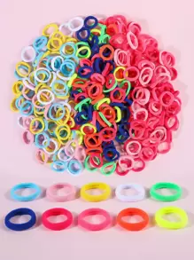 300入組小女童素色髮圈 - 彩色 - 查看 1
