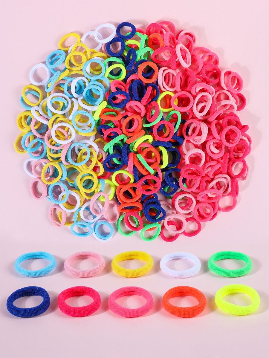 300入組小女童素色髮圈 - 彩色 - 查看 1
