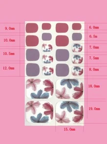 2張花卉圖案腳趾甲藝術貼紙和1入組脚趾甲銼 - 彩色 - 查看 3