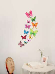 12 miếng dán tường bướm ba chiều ngẫu nhiên hai lớp, trang trí tường - Nhiều màu - Xem 4