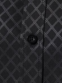 Manfinity Mode Men's Business Commute Diamond Pattern Long Sleeve Shirt