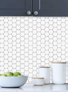 1pc Geometric Pattern Kitchen Sticker - Black and White - View 3