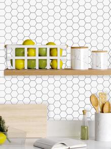 1pc Geometric Pattern Kitchen Sticker - Black and White - View 5