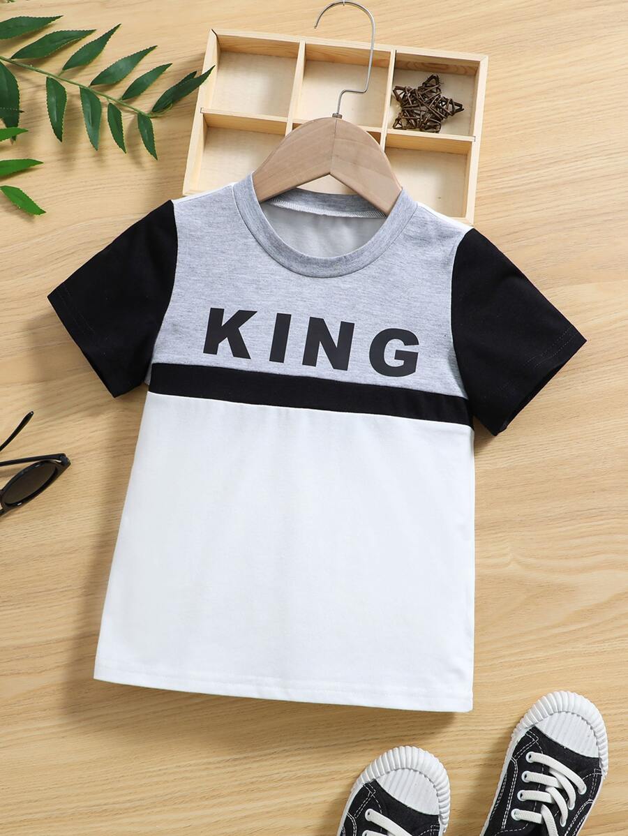 Toddler Boys Letter Graphic Colourblock Tee - Multicolor - View 1