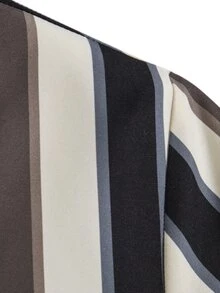 Manfinity Men Vertical Striped Button Up Shirt Without Tee - Multicolor - View 7