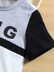 Toddler Boys Letter Graphic Colourblock Tee - Multicolor - View 4