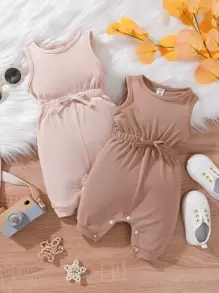 嬰兒2入組前蝴蝶結連身短褲 - 彩色 - 查看 1