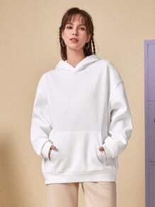 Manfinity 1pc Letter Graphic Kangaroo Pocket Drop Shoulder Hoodie