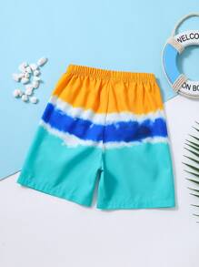 SHEIN 小男童卡通圖案腰部蝴蝶結短褲 - 彩色 - 查看 2