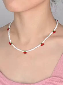 Colar de conta decoração de cereja