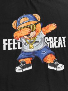 Manfinity Men Bear & Letter Graphic Tee - Black - View 3