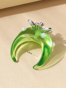 Faux Pearl & Strawberry Decor Cuff Ring - Green - View 4