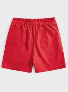 ROMWE MEN Guys Letter Graphic Shorts - Red - View 2
