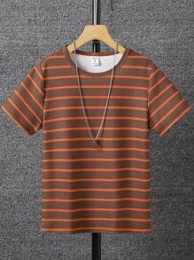 Boys Striped Print Tee Without Necklace - Multicolor - View 1