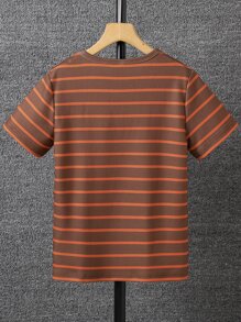 Boys Striped Print Tee Without Necklace - Multicolor - View 2