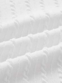 Manfinity Men Turtle Neck Cable Knit Tee - White - View 4