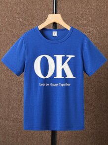 Boys Slogan Graphic Tee - Blue - View 1