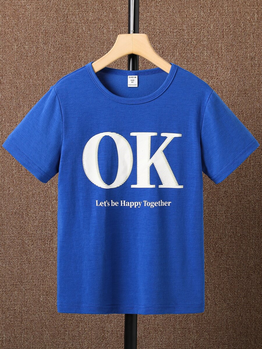 Boys Slogan Graphic Tee - Blue - View 1