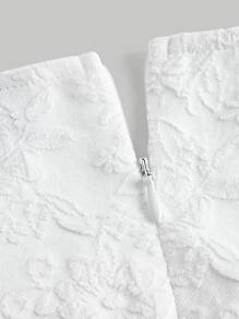 SHEIN MOD 泡泡袖前打結蕾絲邊連衣裙 - 白色 - 查看 8