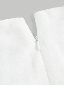 SHEIN MOD Solid Ruffle Trim Wrap Knot Side Skirt - White - View 5