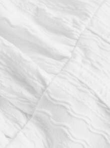 SHEIN MOD Tie Front Ruched Bust Asymmetrical Hem Top - White - View 4