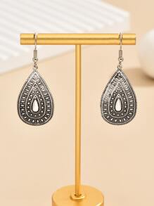 Water Drop Earrings - Antique Silver - View 2