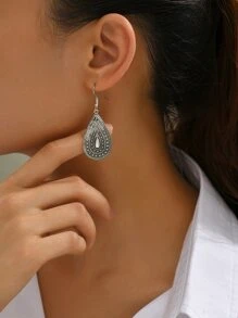 Water Drop Earrings - Antique Silver - View 4
