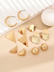 12pcs Classic Earrings Combo Set (Excluding Card) - Yellow Gold - View 1