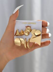 12pcs Classic Earrings Combo Set (Excluding Card) - Yellow Gold - View 3