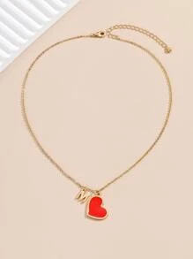 Letter & Heart Charm Necklace - Multicolor - View 3