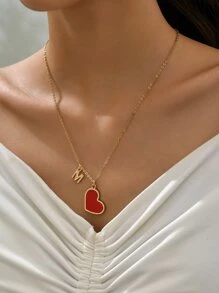 Letter & Heart Charm Necklace - Multicolor - View 4