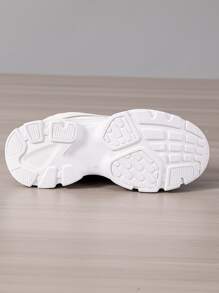 Letter Graphic Lace-up Front Wedge Sneakers - White - View 3