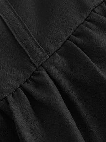 SHEIN MOD Button Front Flare Hem Skirt - Black - View 3