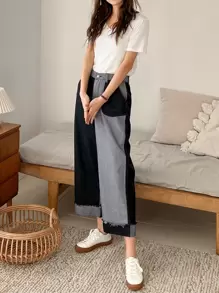 DAZY Hai âm Cắt Thô Quần jean - Rửa tối - Xem 5