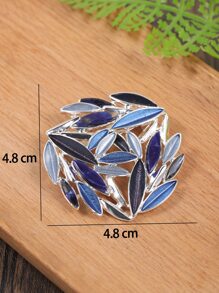 Leaf Design Brooch - Multicolor - View 3