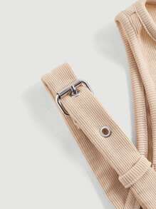 SHEIN MOD 素色肩部挖空背心上衣 - 卡其色 - 查看 3