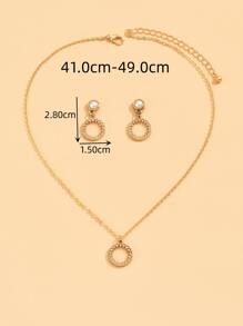 水鑽圓形吊墜項鍊和耳墜