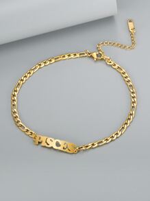 MONALLY 18K鍍金不鏽鋼水瓶座星座腳鍊，夏日海灘度假珠寶飾品 - 金黃色 - 查看 3