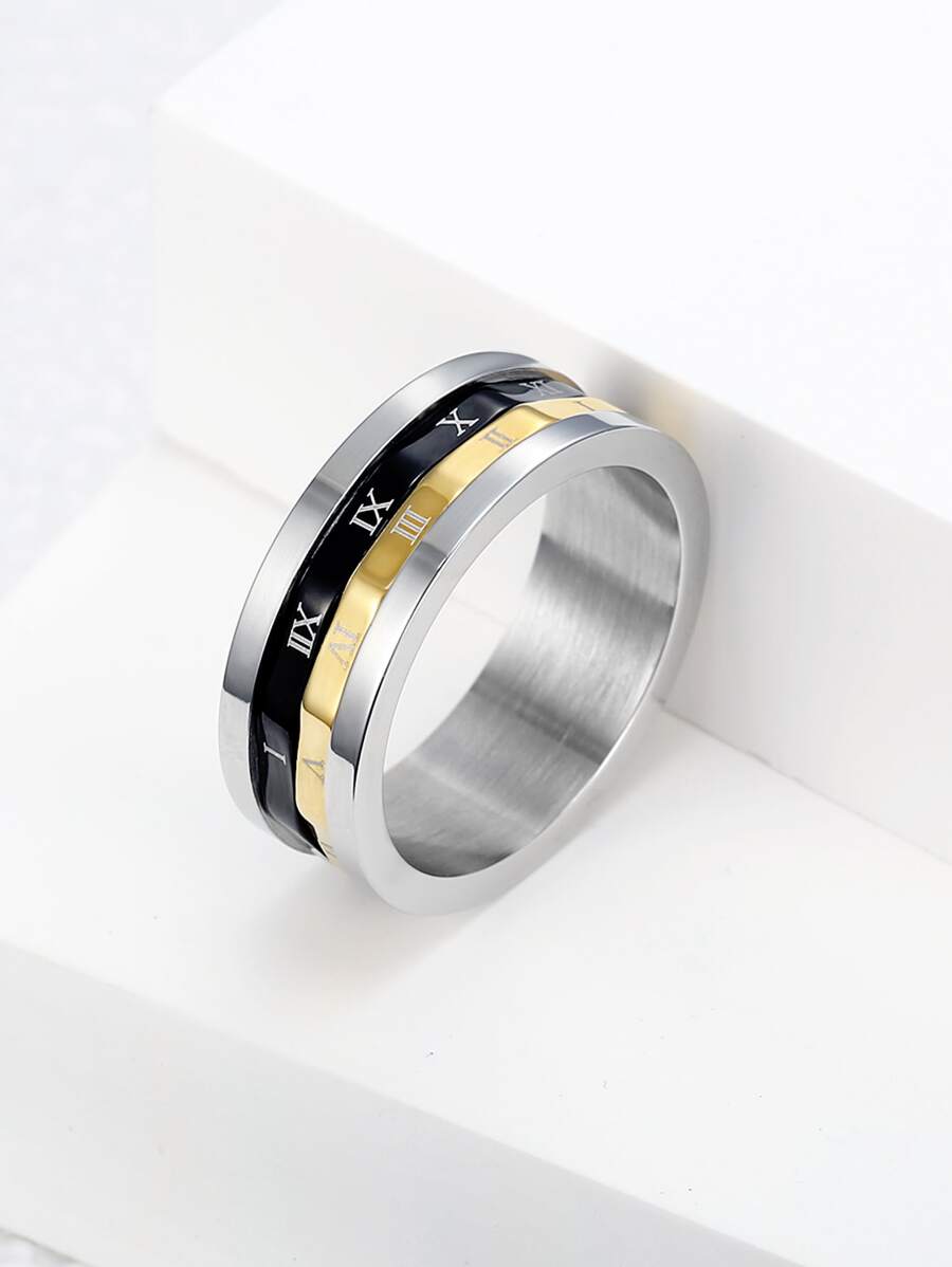 Roman Numeral Detail Ring - Multicolor - View 1