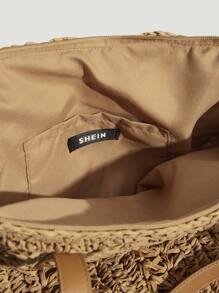 SHEIN VCAY Bolsa de mimbre minimalista - Camel - Ver 7