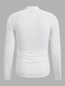 Manfinity Men Mock Neck Marled Knit Tee - White - View 2