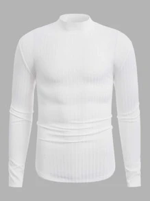 Manfinity Men Mock Neck Marled Knit Tee - White - View 3