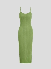 SHEIN MOD Đầm Chia màu trơn Thanh lịch - Màu xanh chanh - Xem 1