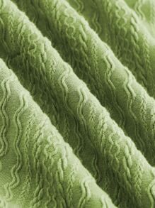 SHEIN MOD Đầm Chia màu trơn Thanh lịch - Màu xanh chanh - Xem 3