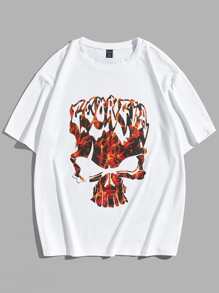 ROMWE MEN Guys Skull Graphic Tee - White - View 1